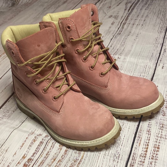 Timberland Shoes - Timberland Pink leather combat boots Size 6
